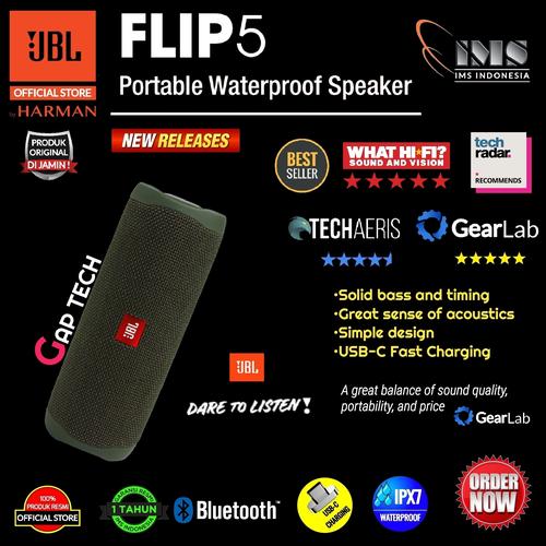 Gambar JBL FLIP 5 / FLIP5 (Successor JBL Flip 4) Portable Waterproof Speaker - Green dari GAP TECH OFFICIAL Jakarta Pusat Tokopedia