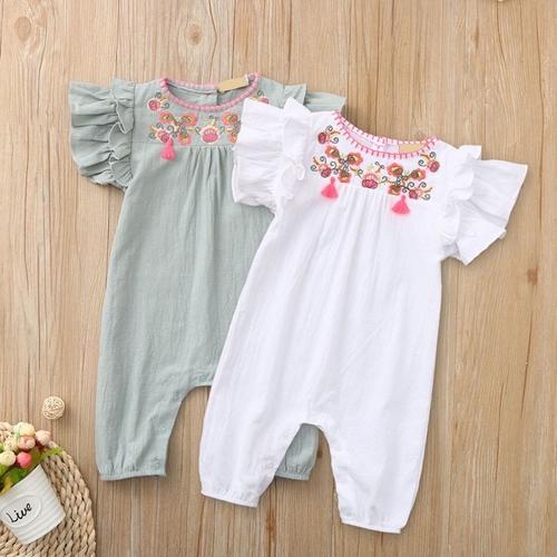 Foto Produk Romper Jumper Jumpsuit Baju Bayi Perempuan Motif Bordir Bunga - Hijau, 90 (12-18m) dari Maiollie