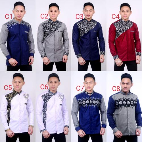 Foto Produk Baju koko Kombinasi Batik Terbaru | kemeja pria lengan panjang dari Batik Awab