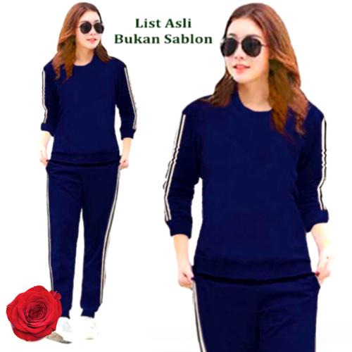 Foto Produk setelan Training olahraga Wanita, Baju Atasan &Celana, Baju Muslim - Biru Navy, XXL dari Natcoffe88