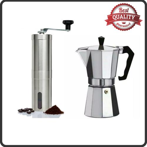 PAKET COFFEE GRINDER + MOKA POT 6 CUP 