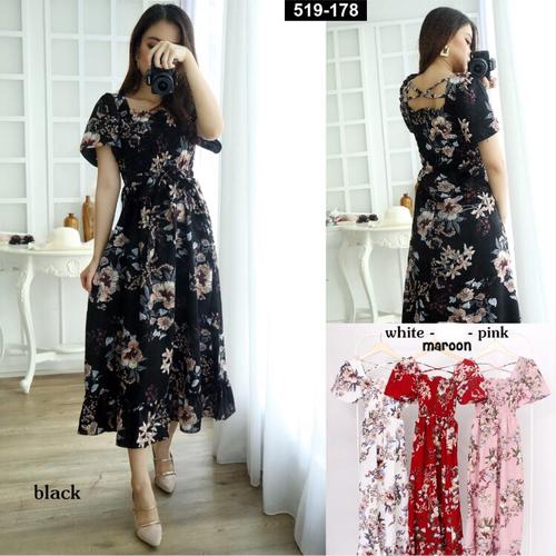 LINDY midi dress kerut silang belakang 