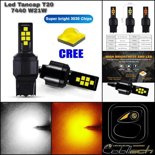 Foto Produk Lampu Sein Mundur Mobil Led T20 7440 W21W 5630-12 CREE Projector - Kuning dari BoblTech_Farah