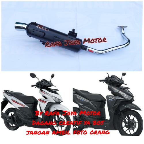 Foto Produk Knalpot Racing Bobokan Vario 125 150 Led Model Tsukigi Leheran Chrome dari Rafa jaya motor