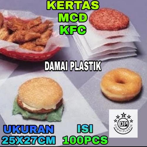 Foto Produk Kertas nasi KFC / MCD ,Kertas Burger /Kebab/ Kertas Bungkus Nasi dari DAMAIPLASTIK