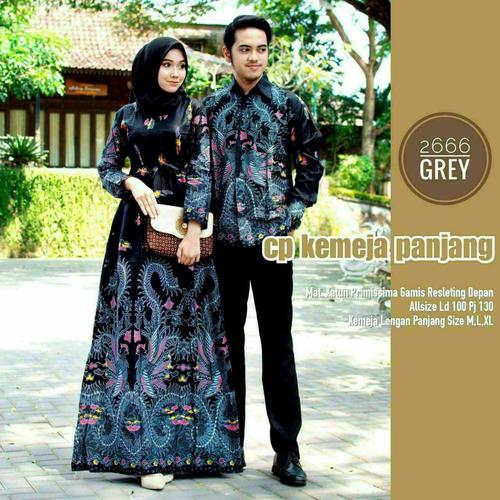Foto Produk gamis kemeja cauple mama papa sarimbit terbaru baju remaja ibu muda - Abu-abu dari Batik Makin Jaya