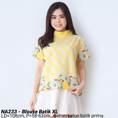 Foto Produk BIGSIZE BLOUSE INA BATIK JUMBO XL ATASAN KERJA KANTOR WANITA MURAH - Kuning dari Ace Sakura Fashion
