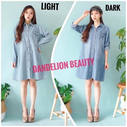 Foto Produk KEMEJA TUNIK JEANS LENGAN PANJANG DENGAN SKODER dari dandelion.beauty
