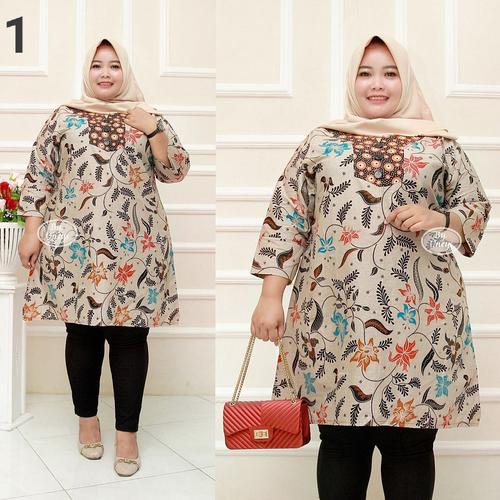 Foto Produk Baju batik tunik atasan wanita super jumbo ld 140 motif daun burung dari TABASAMA