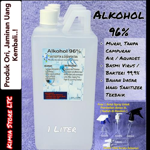 Foto Produk Alkohol 96% 1 Liter Murni tanpa campuran ( Antiseptik & Disenfektan ) dari Kimia Store..!