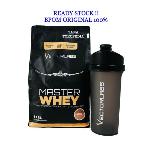 Foto Produk Whey Protein Vectorlabs Master Whey 3lbs 3 lbs bPOM free shaker halal - Coklat Amaretto dari Yana tokopedia