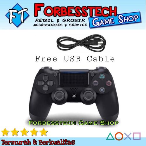 Foto Produk Stick Stik PS4 Original Pabrik Wireless Controller Free USB Charger - HITAM NON PACK dari Forbesstech game shop