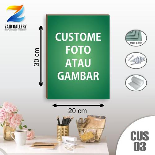Foto Produk Hiasan dinding wall decor custom Foto& Gambar MDF 20x30cm + Ring dari Zaid Galeri