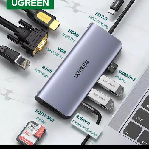 Gambar Ugreen 10in1 10 in 1 Usb C multifunction Hdmi Vga RJ45 SD PD 100W 4K - 80133 dari ORIGINALproducts JAKARTA Jakarta Pusat Tokopedia