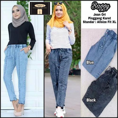 Celana Baggy Jeans Polos 