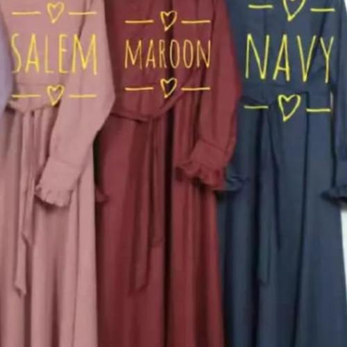 Foto Produk GAMIS KATUN MADINA POLOS Daily Umbrella Premium FULL KATUN MADINA ADEM - Maroon, All Size Fit L dari B6-16 Shop