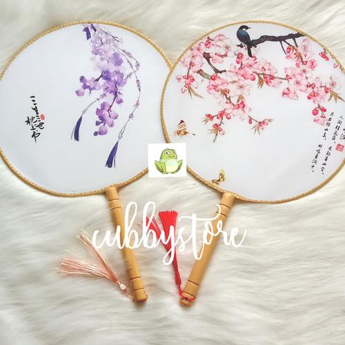 Foto Produk kipas tangan jepang bulat gagang cream dari cubbystore