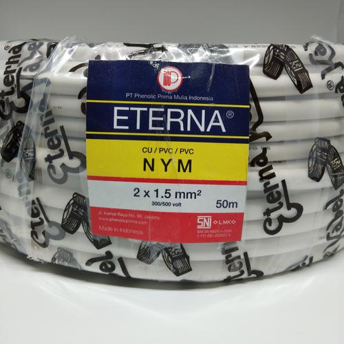 Foto Produk Kabel eterna nym 2x1,5 @50m 2x1.5 putih tunggal kawat dari DistributorKabel