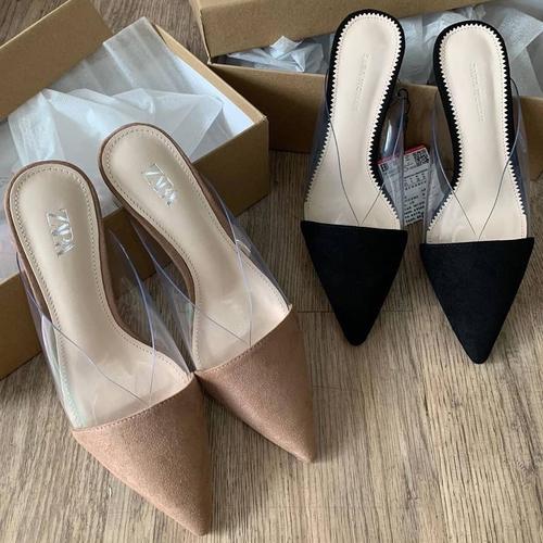 Jual Zara Vinyl Mules Block Heeled 