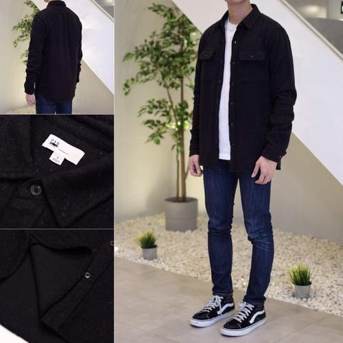 Foto Produk Kemeja GAP Cozy Twill Standard Fit Flannel Shirt Black Marl Original - XS dari OTOMO Store