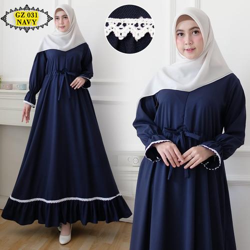 Foto Produk Gamis Tory Burch Navy / Gamis Navy / Gamis Remaja/ Gamis Ria Ricis - L dari Griya Zahidah
