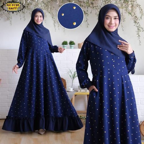 Foto Produk Gamis Moscrepe Polkadot Navy/ Gamis Polkadot Navy/ Gamis Remaja - XL dari Griya Zahidah