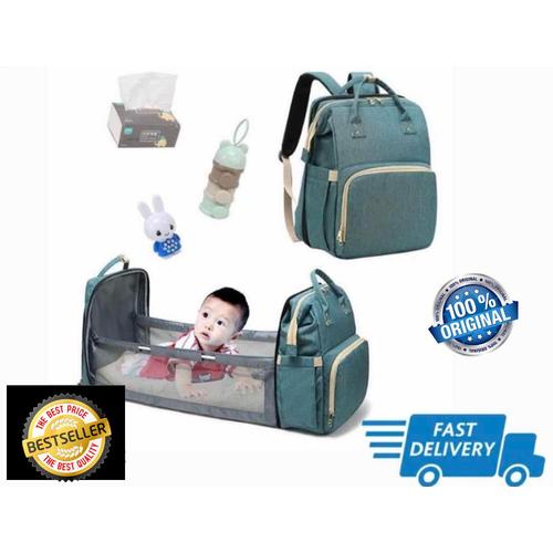 Foto Produk Diaper Bag tipe upgraded - Tas popok botol susu bayi backpack with Bed dari Grosirasia