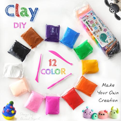 Foto Produk NEW 12 COLOUR POLYMER CLAY (IMPORT) - Mainan clay - SOUVENIR ULTAH dari Grosir Murah Mainan