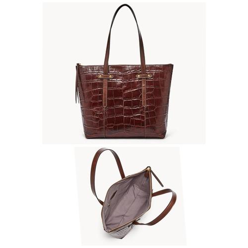 fossil felicity tote brown croco