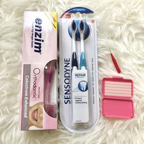 Foto Produk Ortho Kit/behel/ kawat (odol enzim +sikat sensodyne+wax+interdental) dari OlinSerbaAda