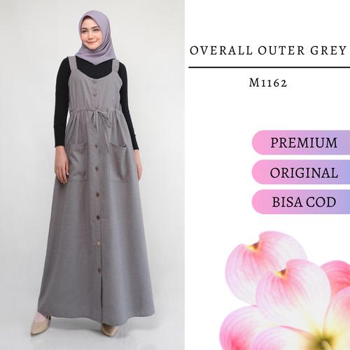 Foto Produk Overall wanita muslim polos panjang real pict ld 100cm warna abu M1162 dari BUTIK REAL PICT