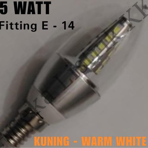 Foto Produk LED CANDLE 5W Fitting E14 KUNING LAMPU HIAS 5 W Watt LILIN GANTUNG dari Aneka Listrik KK