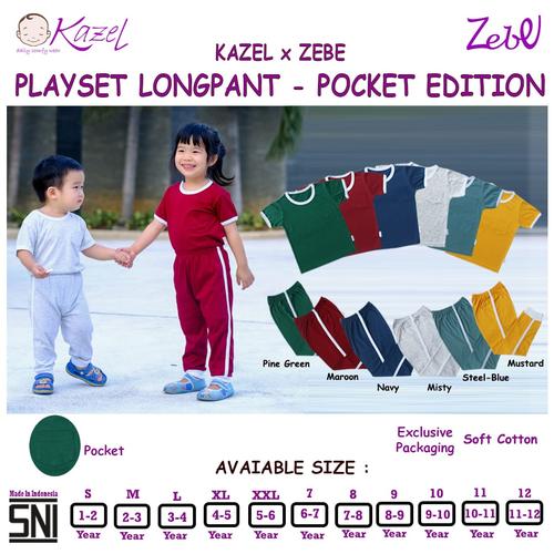 Foto Produk Kazel Playset Longpants Panjang Pocket - Unisex Edition -1-6 Tahun. - Pine Green, S dari Babyklik - Baby Shop