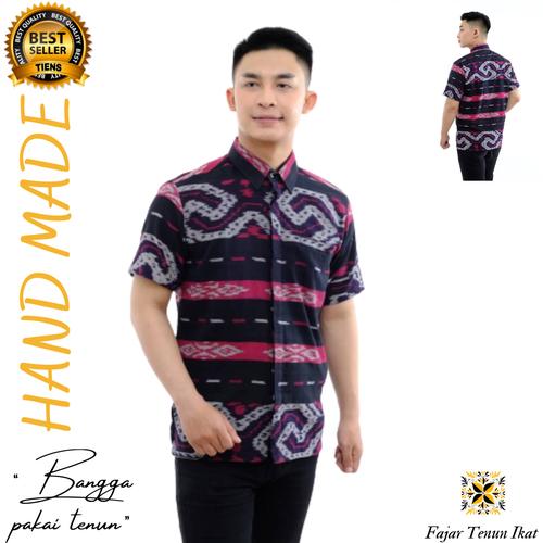 Jual Kemeja Tenun Pria Lengan Pendek Kmj03 Kab Jepara Tenun Ikat Fajar Tokopedia