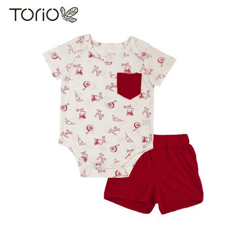 Foto Produk Torio Onesie Set Red Tools - Baby Bodysuit Baju Setelan Bayi Laki-laki - 12-18 bulan dari Torio