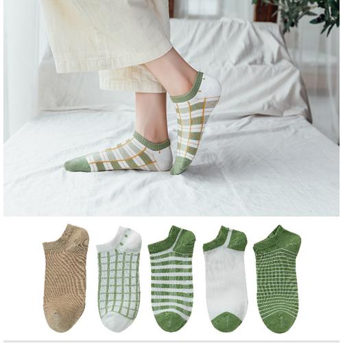 Foto Produk KK43 Kaos Kaki Wanita Green and Blue Style Socks Set 5 Pasang dari EnnWen Online Store