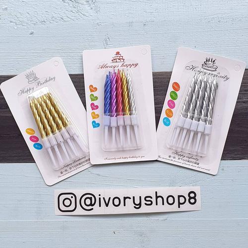 Foto Produk Lilin ulang tahun ulir silver gold / birthday candle / lilin ultah - gold dari Ivoryshop