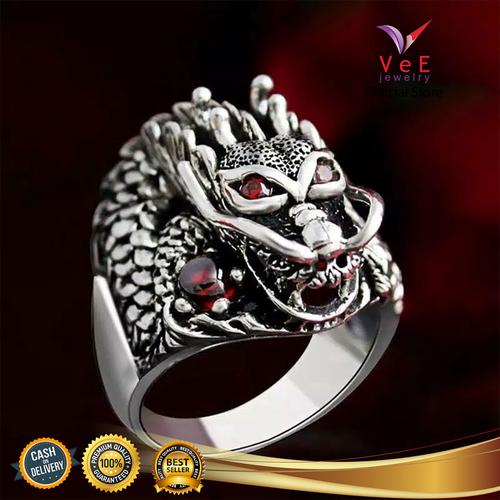 Foto Produk Cincin Titanium Perak Kepala Naga Ruby Merah Delima - VeE Cincin Pria - 8 dari Vee Jewelry