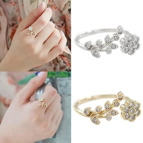 Foto Produk cincin daun bunga hias berlian fashion cincin wanita ring women - random dari Bandung Kosmetik