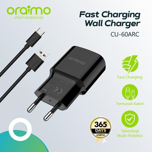 Foto Produk Oraimo Fast Charging Wall Charger dengan Kabel USB Type-C CU-60ARC - Putih dari Oraimo_indonesia