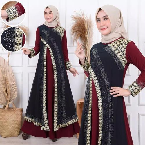 Foto Produk gamis abaya turki maroon silang - maroon, M dari abaya grosir