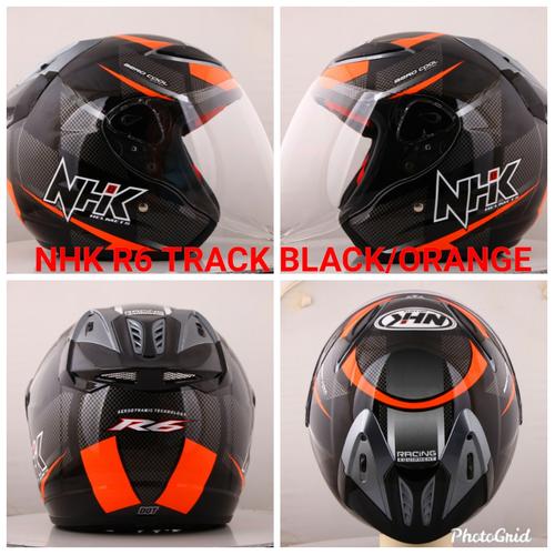 Jual helm nhk R6 track black/orange 