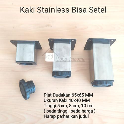 Foto Produk Kaki 40 x 40 mm x 8 cm Stainless Kotak Sofa Meja Lemari Kitchen Besi dari Toko Income