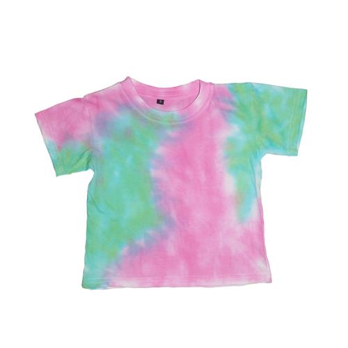Foto Produk Kids Tie Dye T-shirt Pink Green Block - S dari Flo's Tie Dye Shop