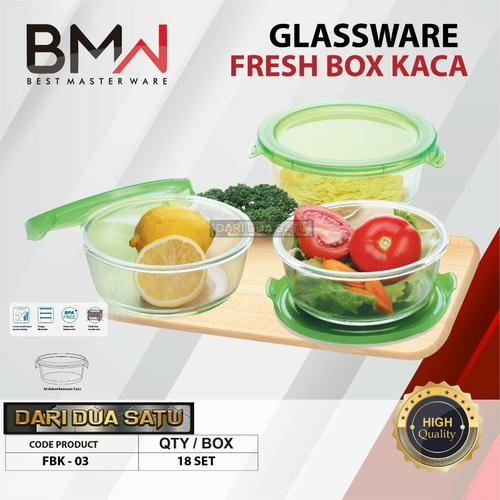 Foto Produk 1 Set Mangkok Salad Tutup Tempered Glass Food Container Glassware Bowl - FRESHBOX dari DariDuaSatu