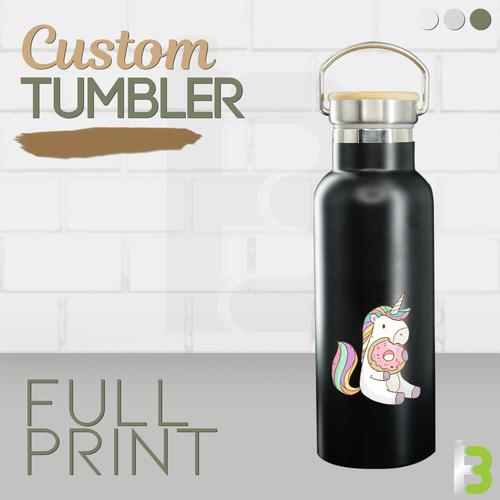 Foto Produk CUSTOM TUMBLER TERMOS PREMIUM SOVENIR/PROMOSI PRINT UV COLOR 1SISI - Hitam dari MitraBotol