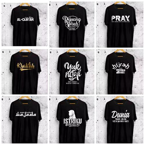 Foto Produk Baju kaos pria dakwah islami READY 9 motif L/XL/XXL - Hitam, L dari Queen_officialstore