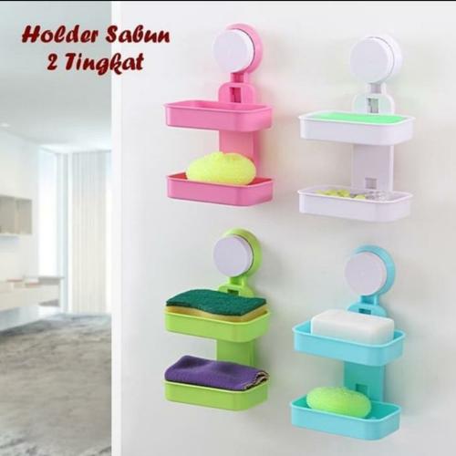 Foto Produk RAK TEMPAT SABUN PLASTIK 2 SUSUN DINDING KAMAR MANDI TANPA PAKU dari Nusantara Best Deal