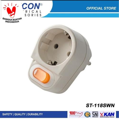 Foto Produk UTICON ST-118SWN STEKER SAKLAR STOPKONTAK + PLUS DENGAN LAMPU ON OFF dari Aneka Listrik KK
