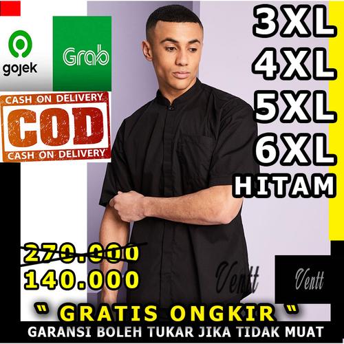Foto Produk kemeja sanghai shanghai koko jumbo big size 3xl 4xl 5xl 6xl hitam vent - 3XL dari ventt
